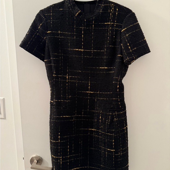 Black Plaid Women's Dress - Picture 3 of 4